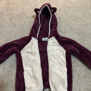 Columbia Maroon and Cream Fleece Jacket